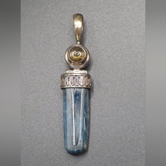 Jewelry - Blue Kyanite & Silver Pendant, with Citrine